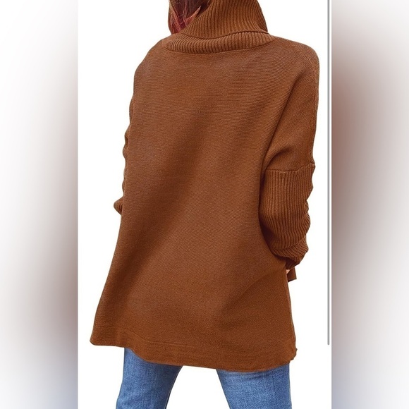 ANRABESS Women's Oversized Turtleneck Aubern Color - Picture 6 of 6